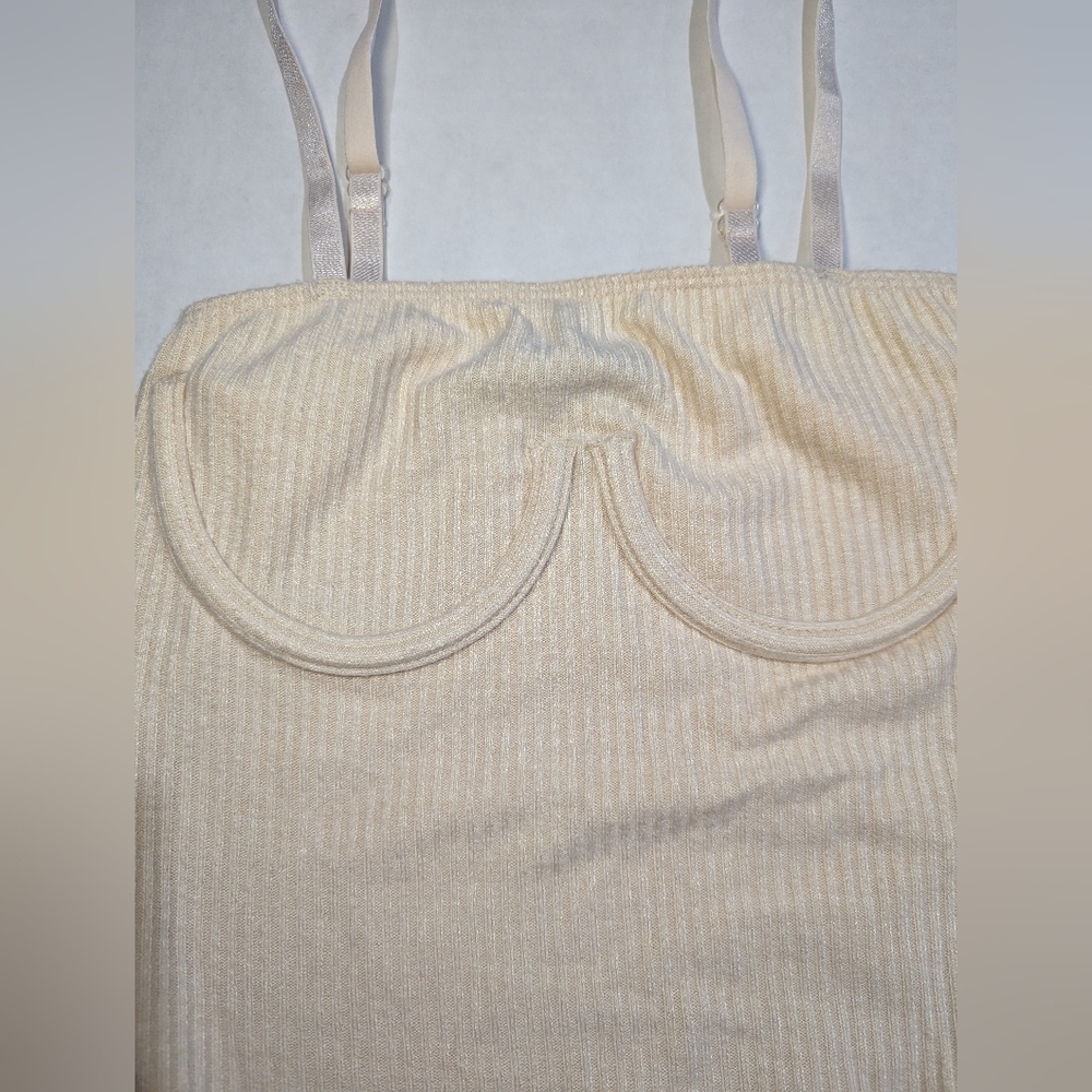 NASTY GAL Cream Ivory Ribbed Super Soft Underwire Bodysuit Size US2 EUR 34 *EUC - Picture 3 of 8